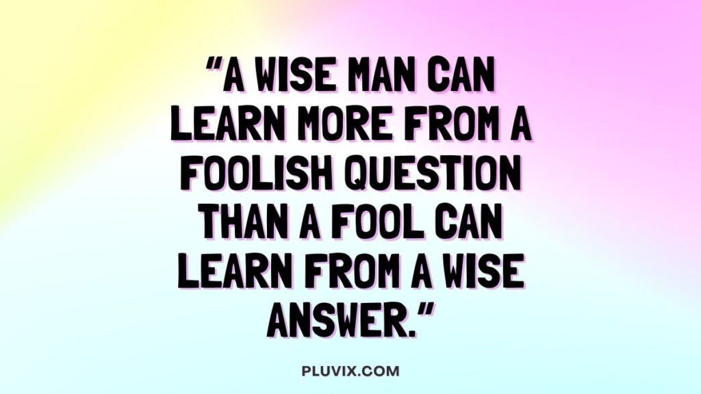 “A wise man can learn more from a foolish question than a fool can learn from a wise answer.”