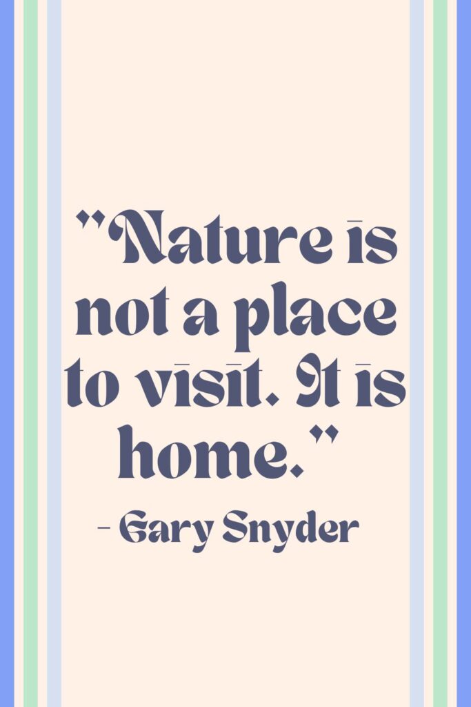 Nature is not a place to visit. It is home