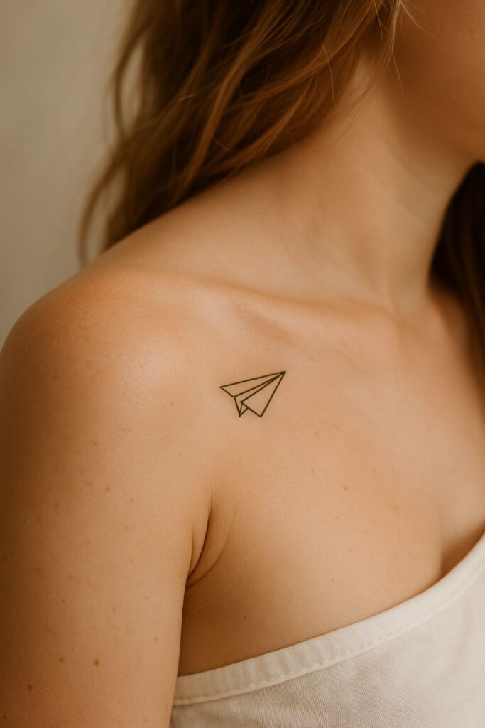 Micro Paper Airplane Tattoo